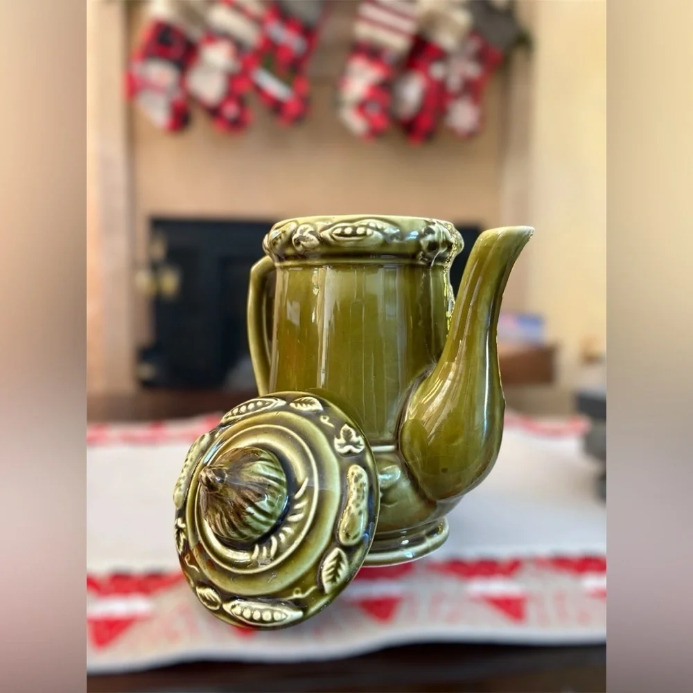 Vintage Green Ceramic Teapot